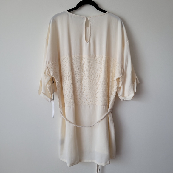 NWT Melissa Nepton Made In Canada Vanilla Cream Lace Overlay Scoop Neck Tunic L - Picture 2 of 14